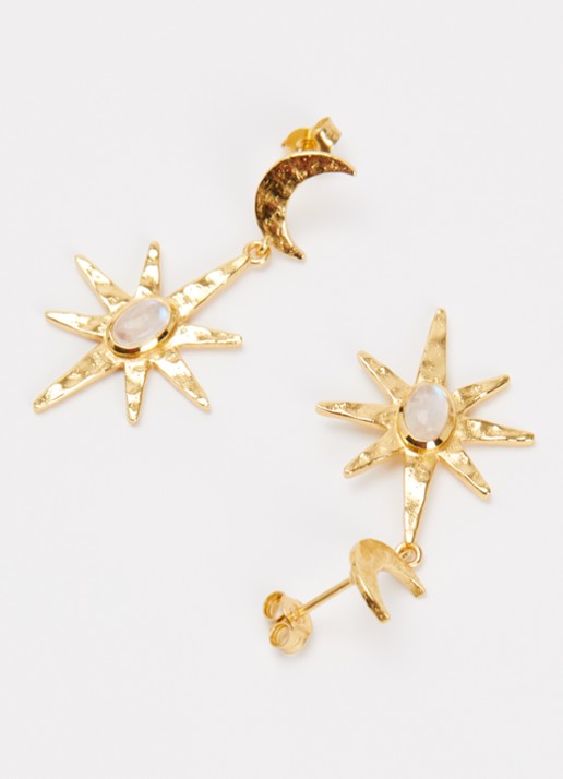 Ottoman Hands Moonstone oorstekers verguld - detail goud