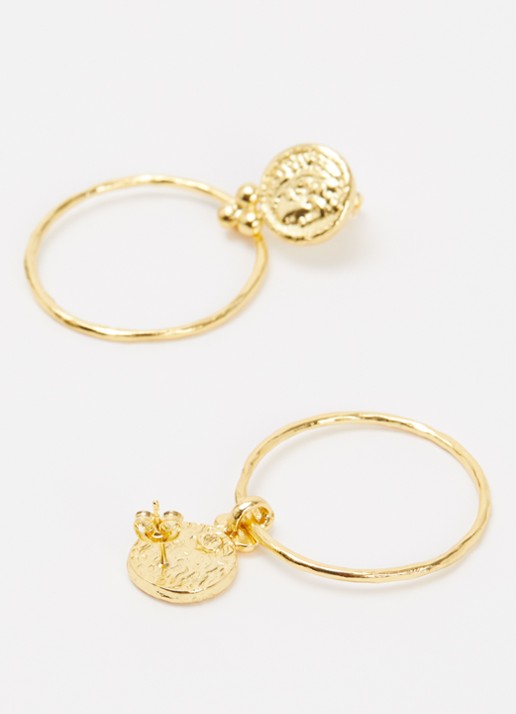 Ottoman Hands Myia Gold Coin oorstekers verguld - detail goud