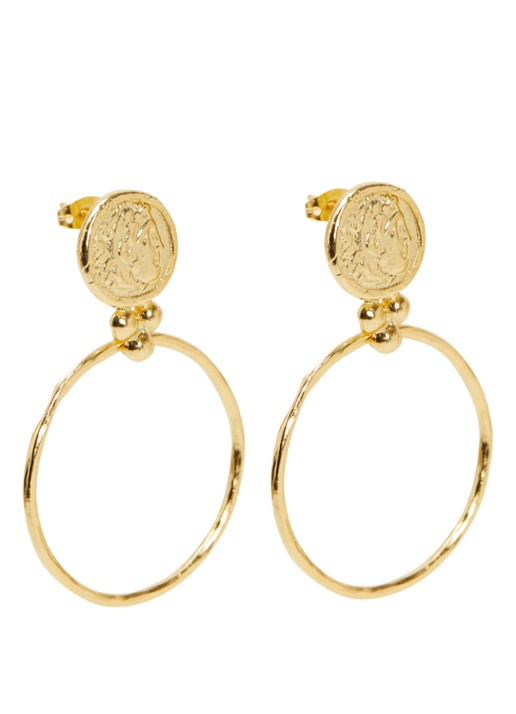 Ottoman Hands Myia Gold Coin oorstekers verguld