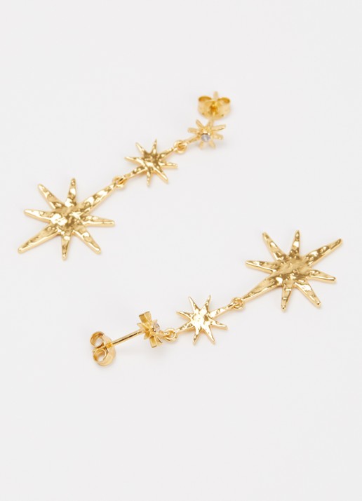 Ottoman Hands Triple Star oorstekers verguld - detail goud
