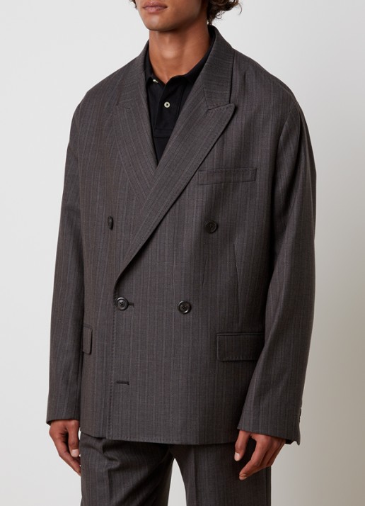 Our Legacy Halt double-breasted regular fit colbert in scheerwolblend met streepprint