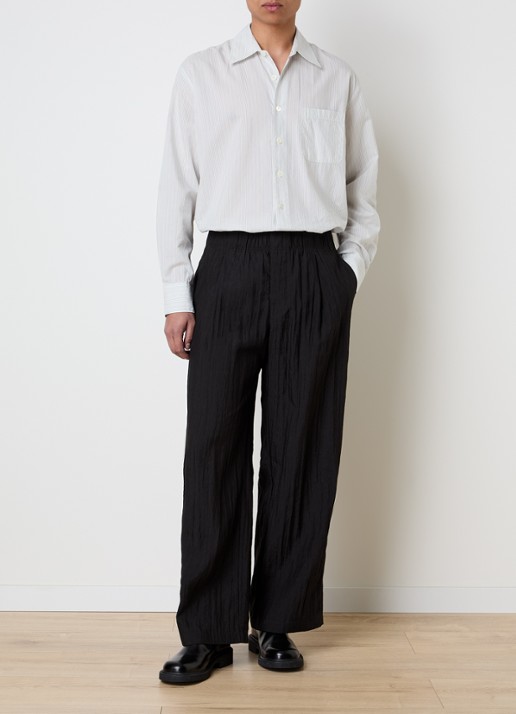 Our Legacy Loose fit pantalon in linnenblend - voorkant 5 zwart