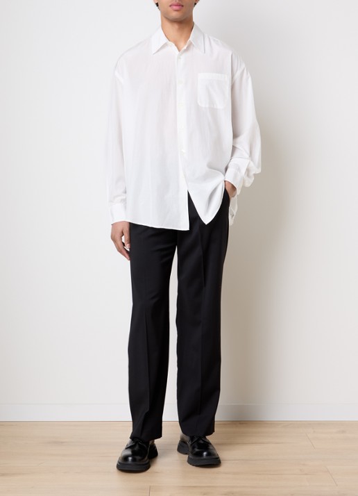 Our Legacy Regular fit overhemd in zijdeblend - voorkant 2 wit