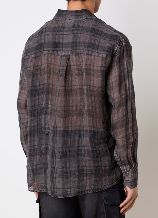 Our Legacy Regular fit overhemd met ruitdessin - achterkant donkerbruin