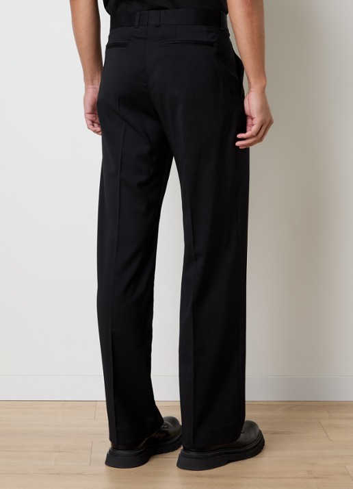 Our Legacy Straight leg pantalon van wol met persplooi - achterkant 6 zwart