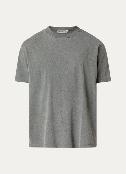 Our Legacy T-shirt met ronde hals - voorkant olijfgroen