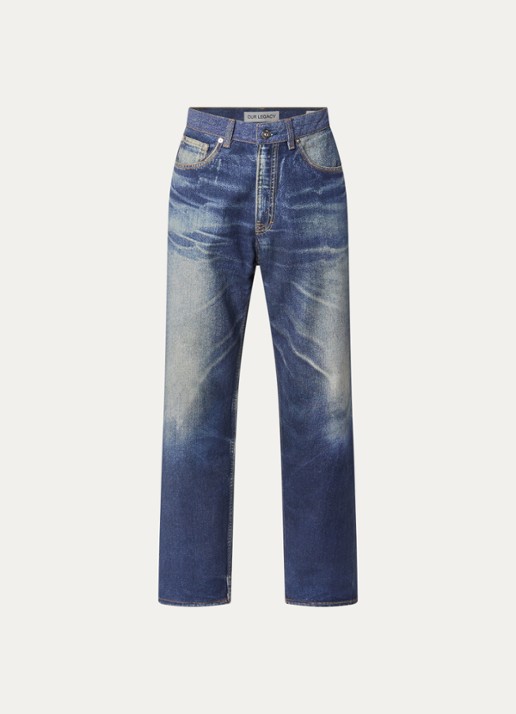 Our Legacy Third mid waist straight fit jeans met gekleurde wassing - voorkant indigo
