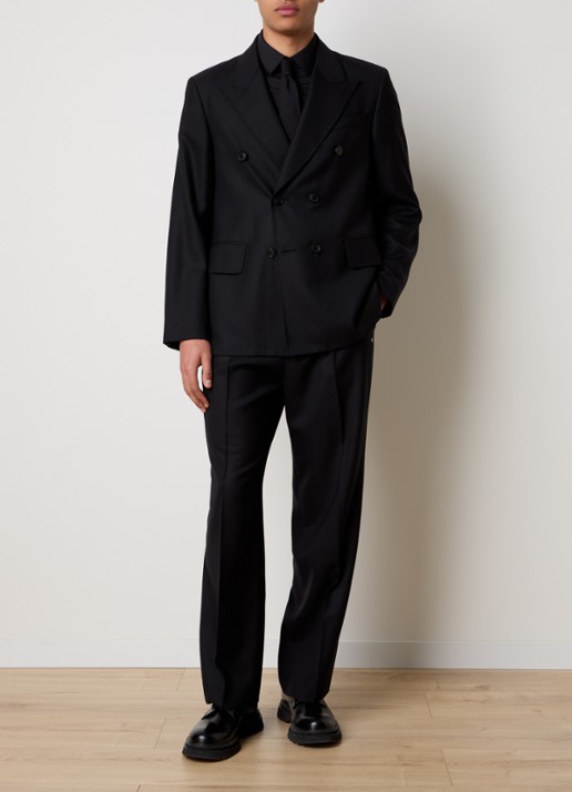 Our Legacy Unconstructed double-breasted regular fit colbert met klepzakken - voorkant 3 zwart