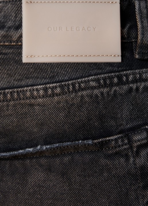 Our Legacy Wide leg jeans met gekleurde wassing - detail 3 antraciet