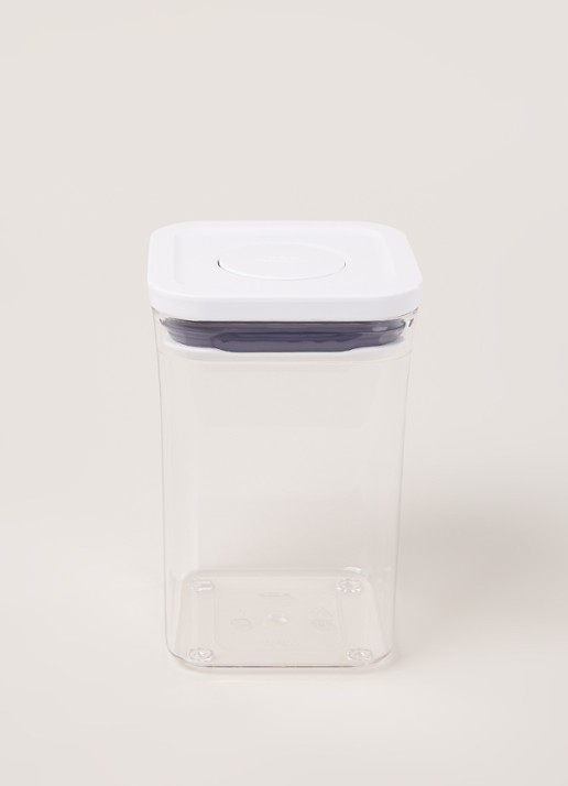 Oxo Good Grips voorraadbus vierkant 1 L - voorkant 2 transparant