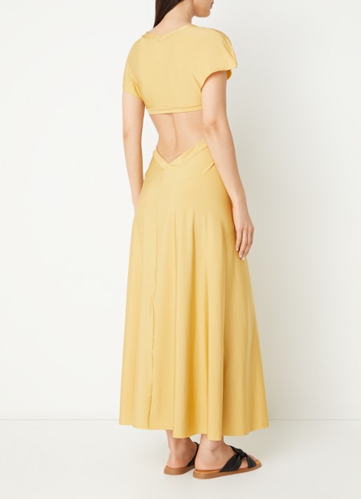 Pain de Sucre Rislene strandjurk met cut-out detail en kralendecoratie  - achterkant 4 goud