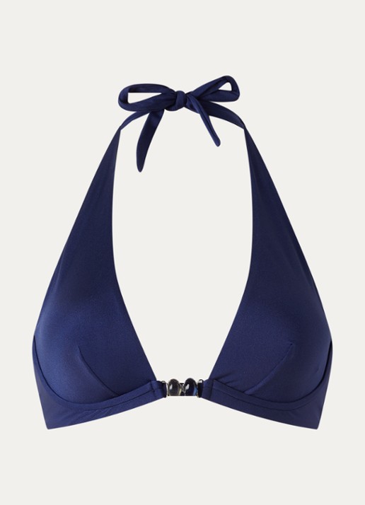 Pain de Sucre Sanaby halter bikinitop met kralendecoratie - voorkant 4 donkerblauw