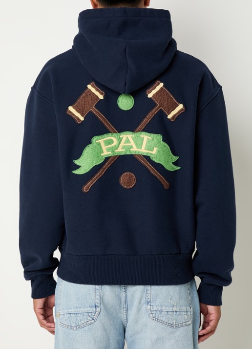 PAL Sporting Goods Duck hoodie met logo- en backprint - detail donkerblauw