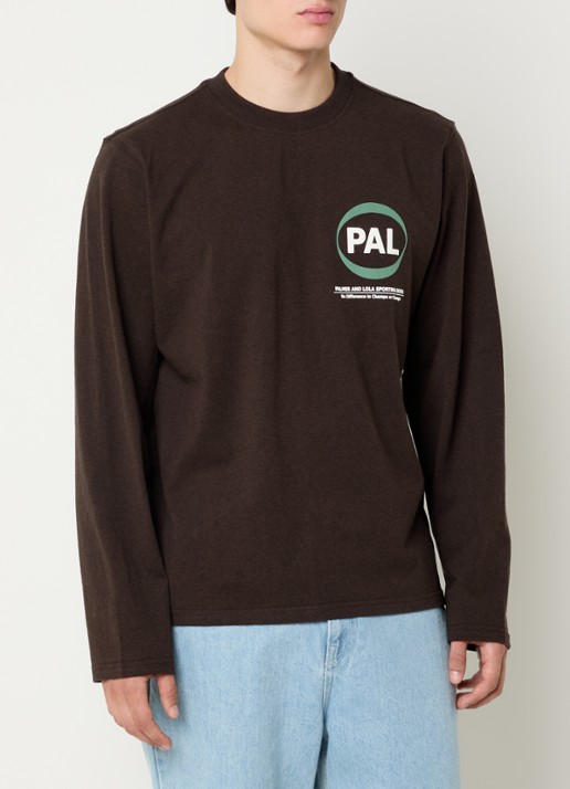 PAL Sporting Goods Longsleeve met logo- en backprint - achterkant 4 donkerbruin
