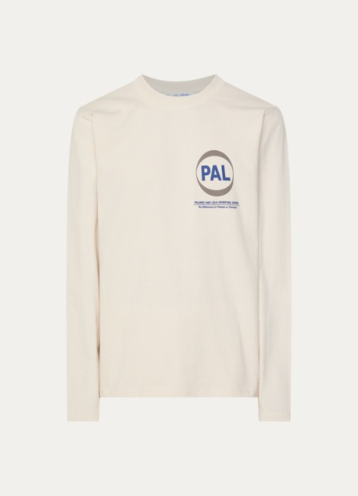 PAL Sporting Goods Longsleeve met logo- en backprint - voorkant 2 beige