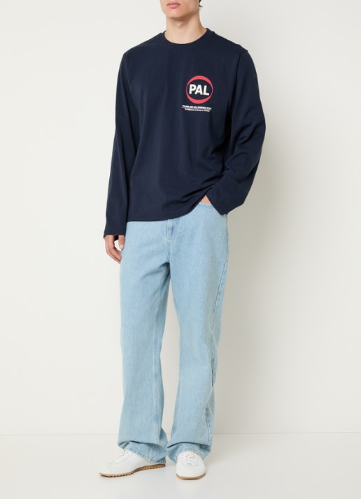PAL Sporting Goods Longsleeve met logo- en backprint - voorkant 2 donkerblauw