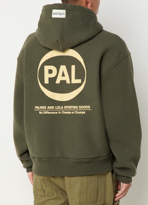 PAL Sporting Goods Pre Game hoodie met logo- en backprint - detail bronsgroen