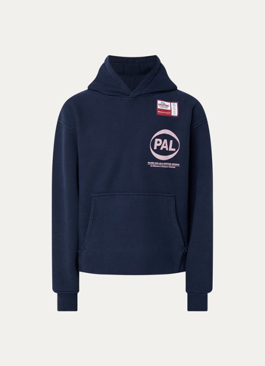 PAL Sporting Goods Pre Game hoodie met logo- en backprint - voorkant 4 donkerblauw