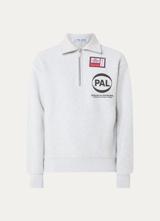 PAL Sporting Goods Pre game sweater met halve rits en logo - voorkant grijsmele