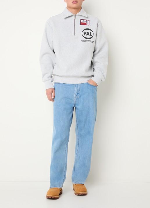 PAL Sporting Goods Pre game sweater met halve rits en logo - voorkant 2 grijsmele