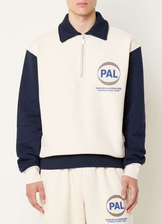 PAL Sporting Goods Pre Game sweater met halve rits en logo - detail 4 gebroken wit