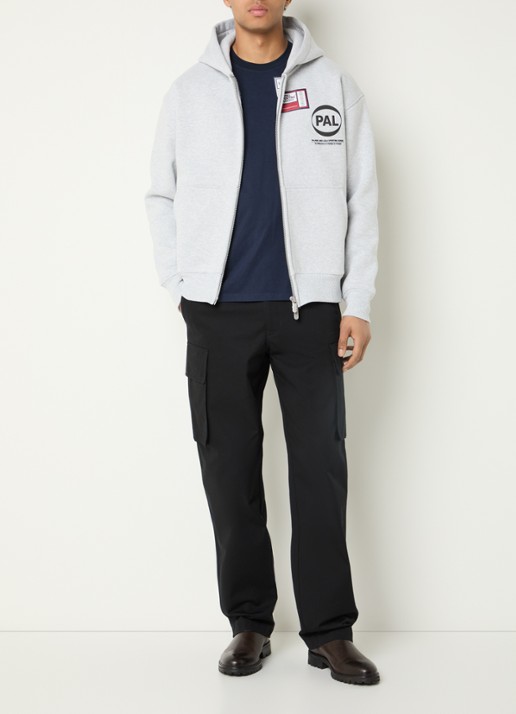 PAL Sporting Goods Pre game sweatvest met capuchon en logo - voorkant 5 lichtgrijs