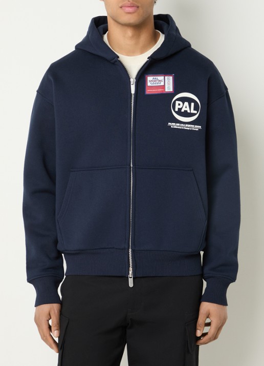 PAL Sporting Goods Pre game sweatvest met capuchon en logo - achterkant donkerblauw