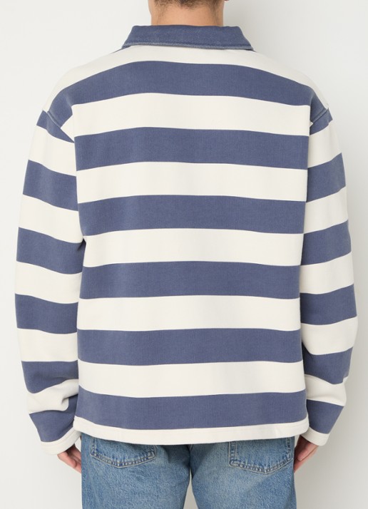 PAL Sporting Goods Sweater met kraag en streepprint - achterkant 3 donkerblauw