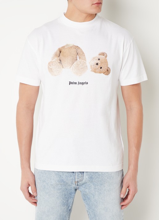 Palm Angels Bear T-shirt met front-en backprint - detail wit