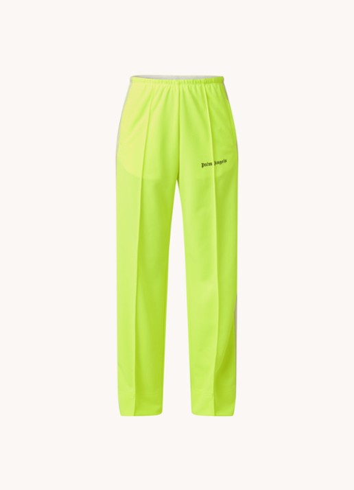 Palm Angels Milano high waist loose fit trackpants met streepdetail - voorkant neongeel