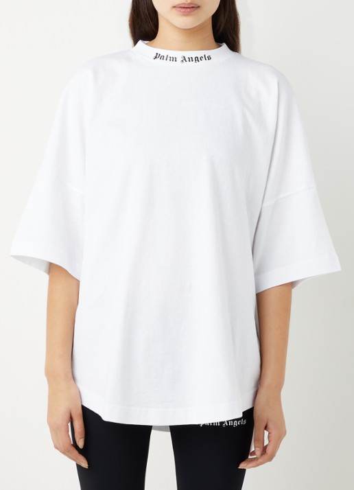 Palm Angels Oversized T-shirt met logo- en backprint - achterkant wit