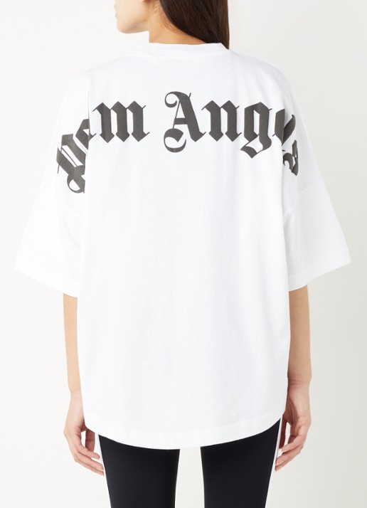 Palm Angels Oversized T-shirt met logo- en backprint - detail 2 wit