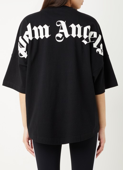 Palm Angels Oversized T-shirt met logo- en backprint - detail 4 zwart