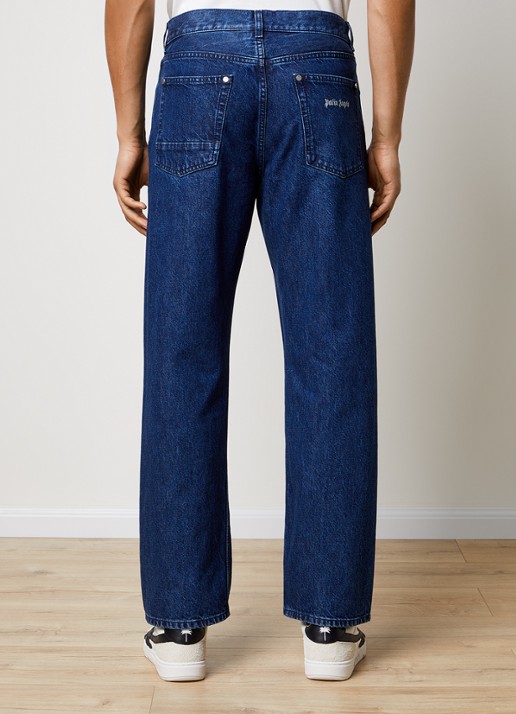 Palm Angels Straight leg jeans met donkere wassing - achterkant 6 indigo