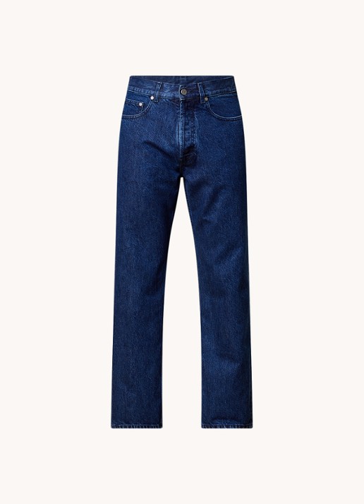 Palm Angels Straight leg jeans met donkere wassing - voorkant indigo