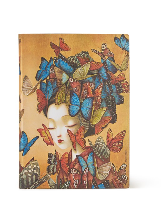 Paperblanks Flexis Midi Madam Butterfly notitieboek 18 x 13 cm - voorkant donkeroranje