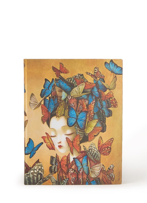 Paperblanks Madame Butterfly Flexis notitieboek 18 x 23 cm - voorkant blauw