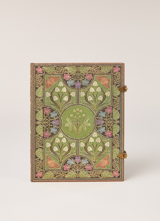 Paperblanks Poetry In Bloom Ultra Lin notitieboek 23 x 18 cm - voorkant 3 mosgroen