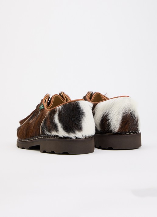 Paraboot Micheal veterschoen van leer met ponyhair - achterkant 5 roodbruin
