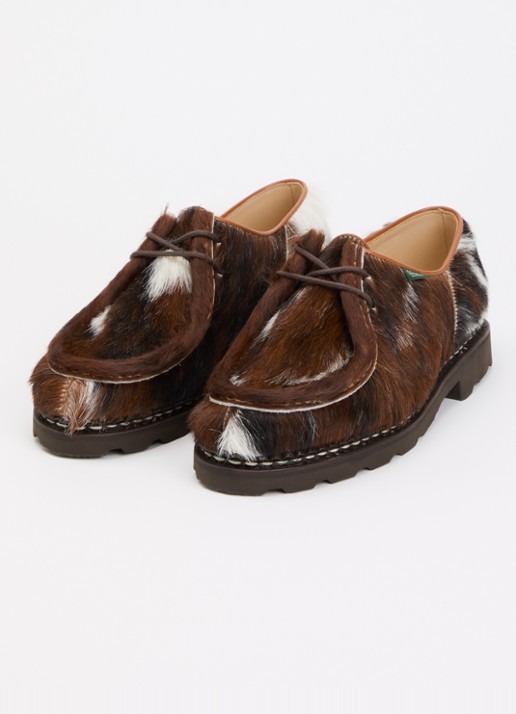 Paraboot Micheal veterschoen van leer met ponyhair - detail 2 roodbruin