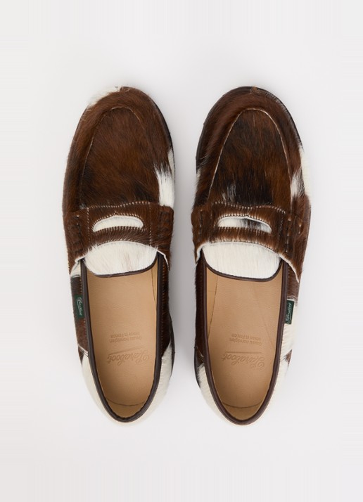 Paraboot Reims loafer van leer met ponyhair - detail 4 roodbruin
