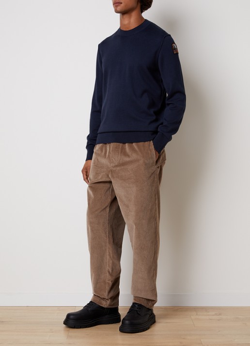 Parajumpers Braw fijngebreide pullover met logo - voorkant 2 donkerblauw