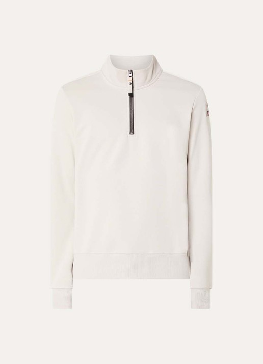 Parajumpers Broad sweater met halve rits en logo - voorkant beige