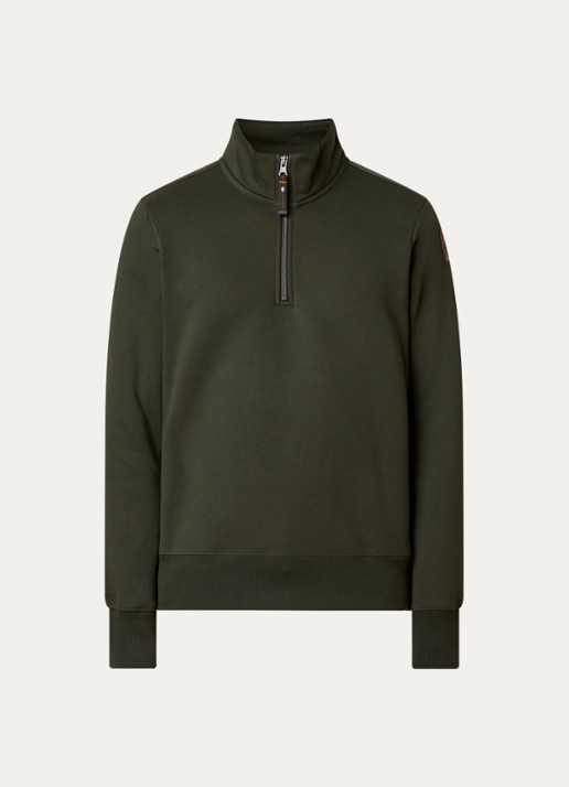 Parajumpers Broad sweater met halve rits - voorkant 4 legergroen