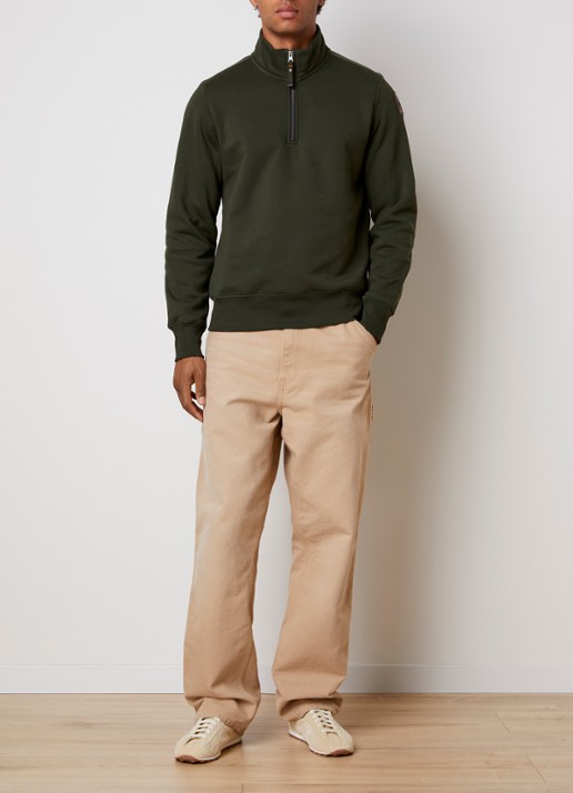 Parajumpers Broad sweater met halve rits - voorkant 5 legergroen