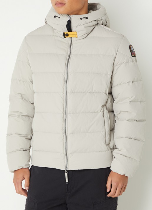Parajumpers Cassian puffer jack met donsvulling en capuchon - detail 4 lichtgrijs