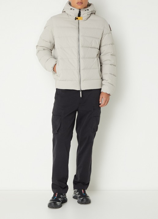 Parajumpers Cassian puffer jack met donsvulling en capuchon - voorkant 2 lichtgrijs