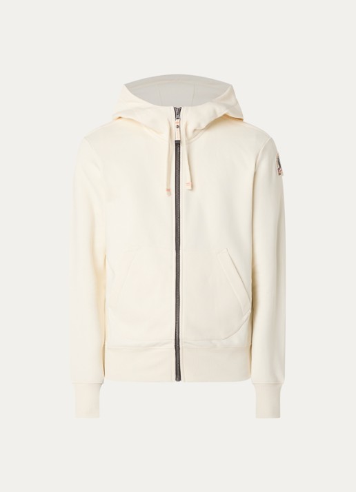 Parajumpers Charlie sweatvest met logoborduring - voorkant creme
