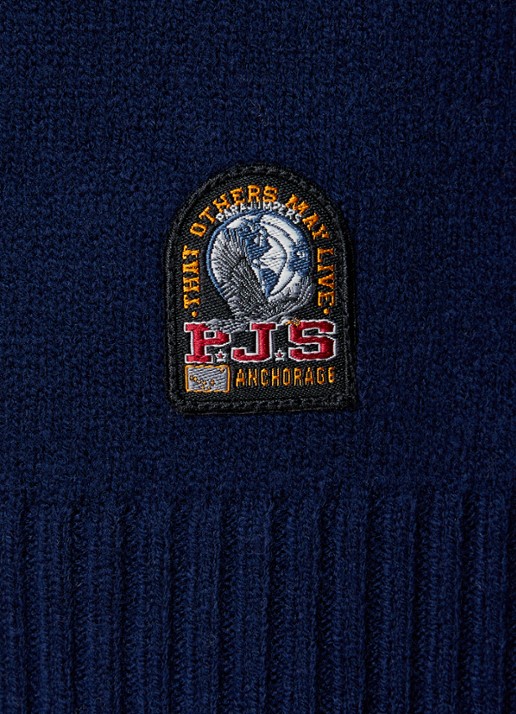 Parajumpers Fijngebreide trui in wolblend met borstzak - detail 3 donkerblauw