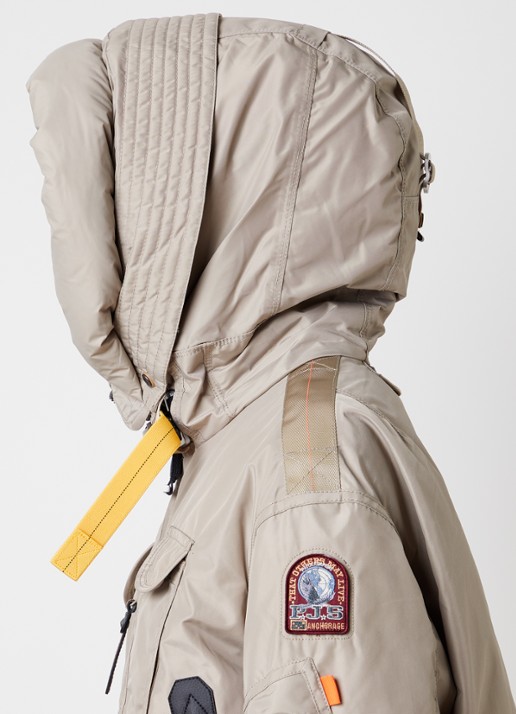 Parajumpers Gobi bomberjack met donsvulling en capuchon - detail 2 donkerbeige